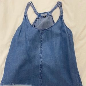 Blue and white denim tank